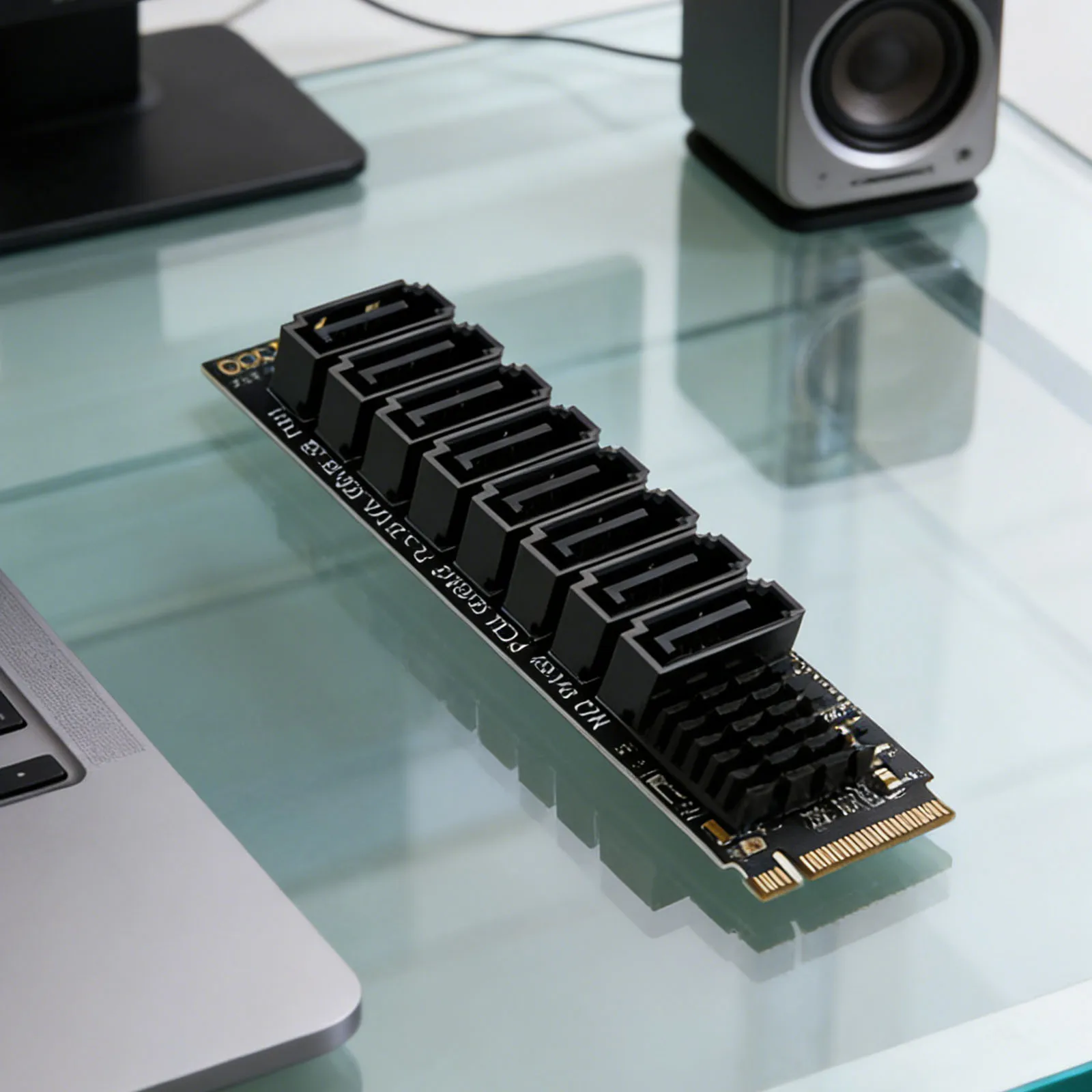 M.2 PCIE To SATA Expansion Card with Smart Indicator M.2 M KEY NVMe To SATA Convert Card YLB3118 6Gbps 8 Port for Desktop PC