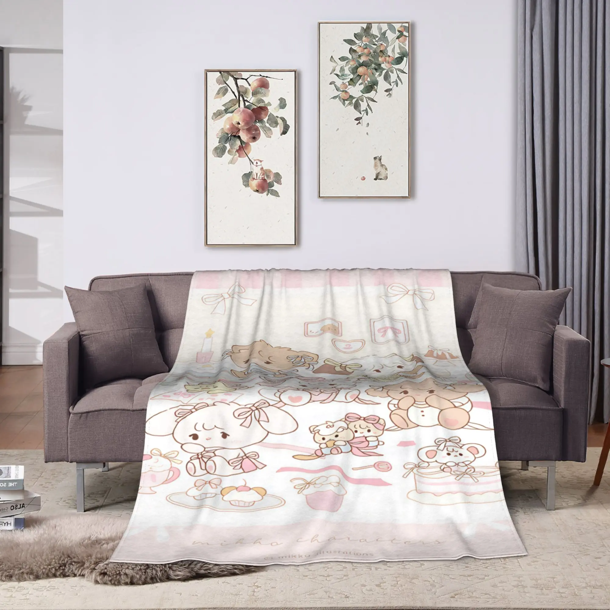 Soft Blanket Airplane Travel Mikkos Mousses Throw Blanket  Flannel Bedspread For Couch Chair Street Trend Sofa Bed Cover