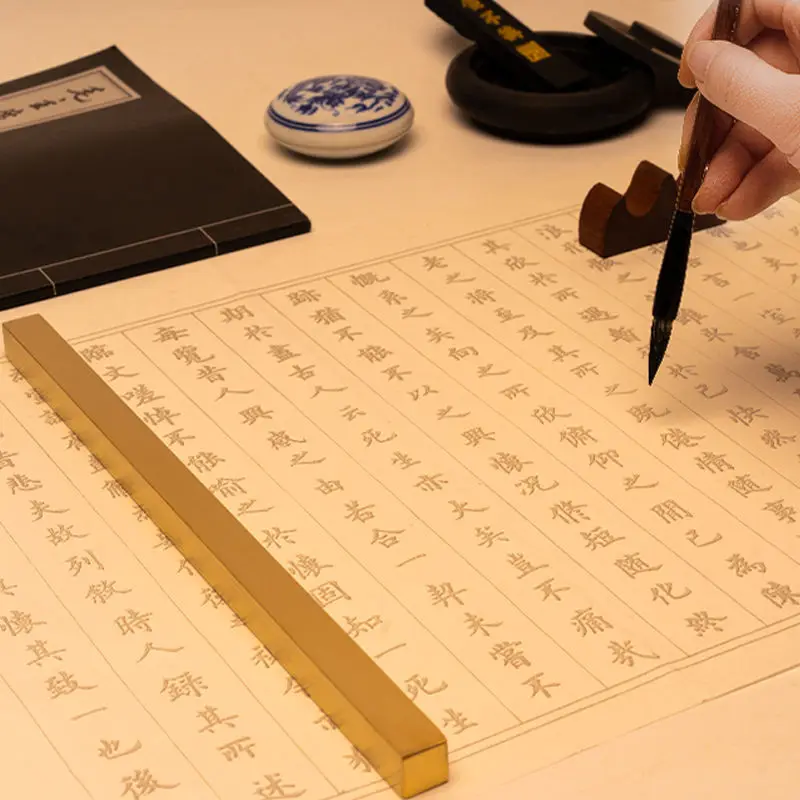 Clearance Brass Paperweight Ruler Pair Of Natural Color Pure Copper Calligraphy Press Strip Solid Study Four Treasures