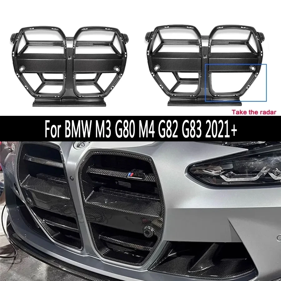 

For BMW M3 G80 M4 G82 G83 Carbon Fiber Racing Grills Front Bumper Air Vent Cover Trim Foglamp Mesh Grill Frame upgrade body kit