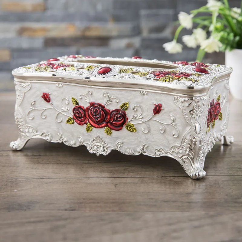 

European alloy metal tissue box tissue box storage napkin holder with castle paper napkin holder for home decortion ZJH067