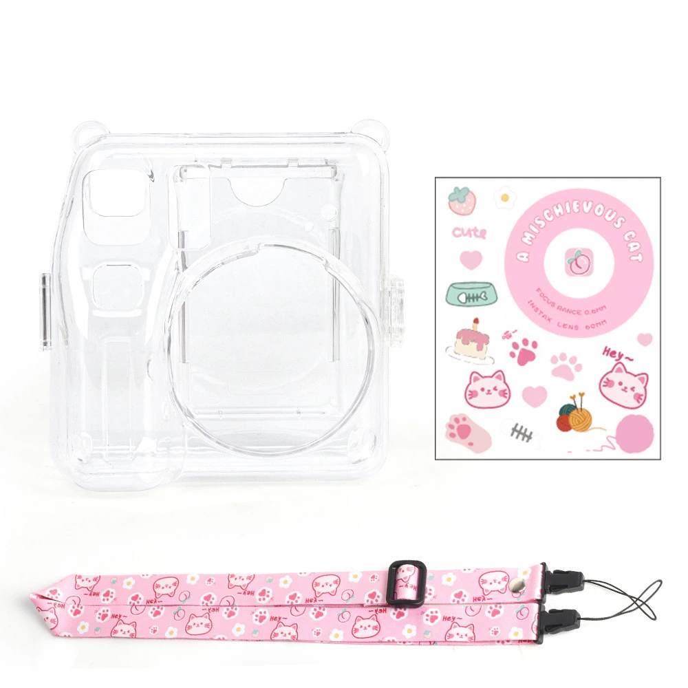 Instax Mini SE Photo Bag, estojo de armazenamento transparente, escudo protetor, cristal cinta adesivo, conjunto de 3 peças