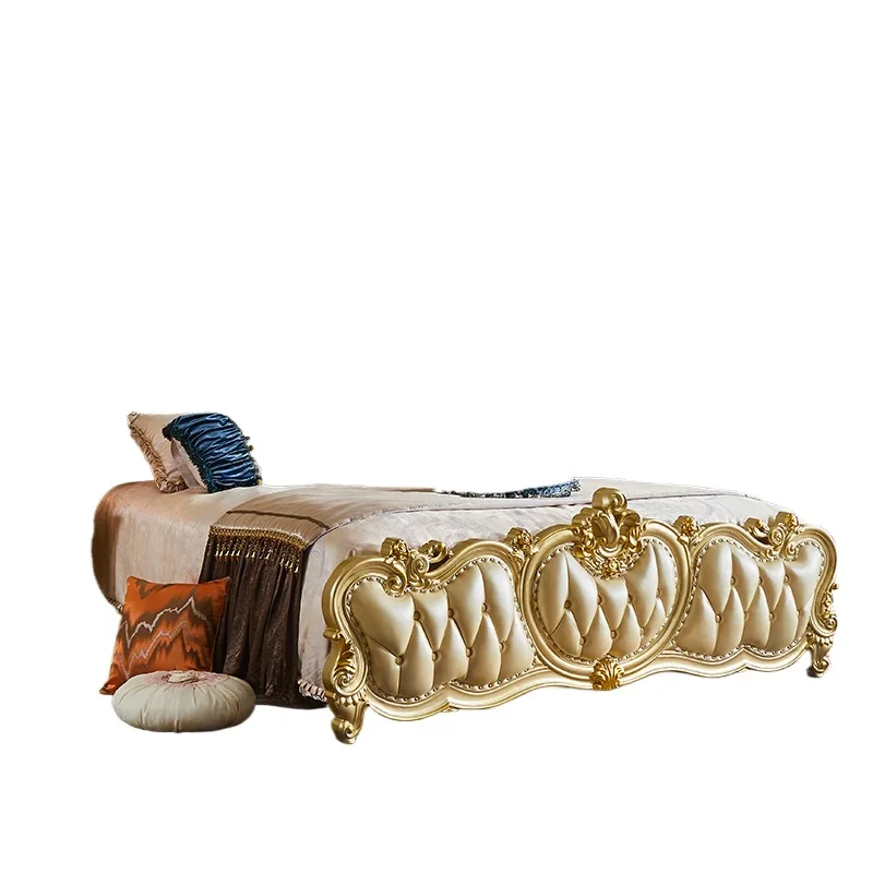 

Solid wood carving flower double princess bed luxury French style master bedroom wedding bed luxury bed