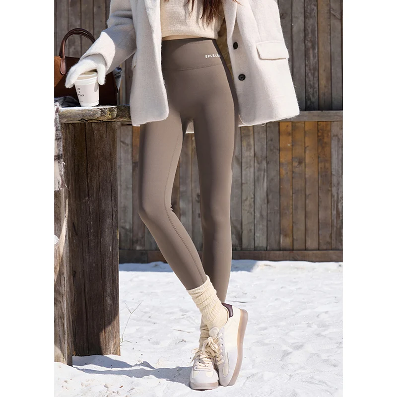 Autumn Winter Outdoor Warm Plus Fleece Yoga Pants Women High Waist Slimming Sports Leggings Classic Sharkskin Leggings Woman