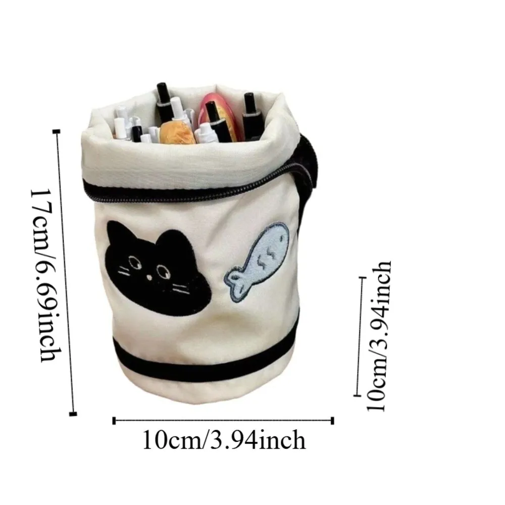 Desktop Storage Cartoon Cat Stationery Bag Korean Style Large Capacity Handheld Pen Container Aesthetic Water Cup Shape