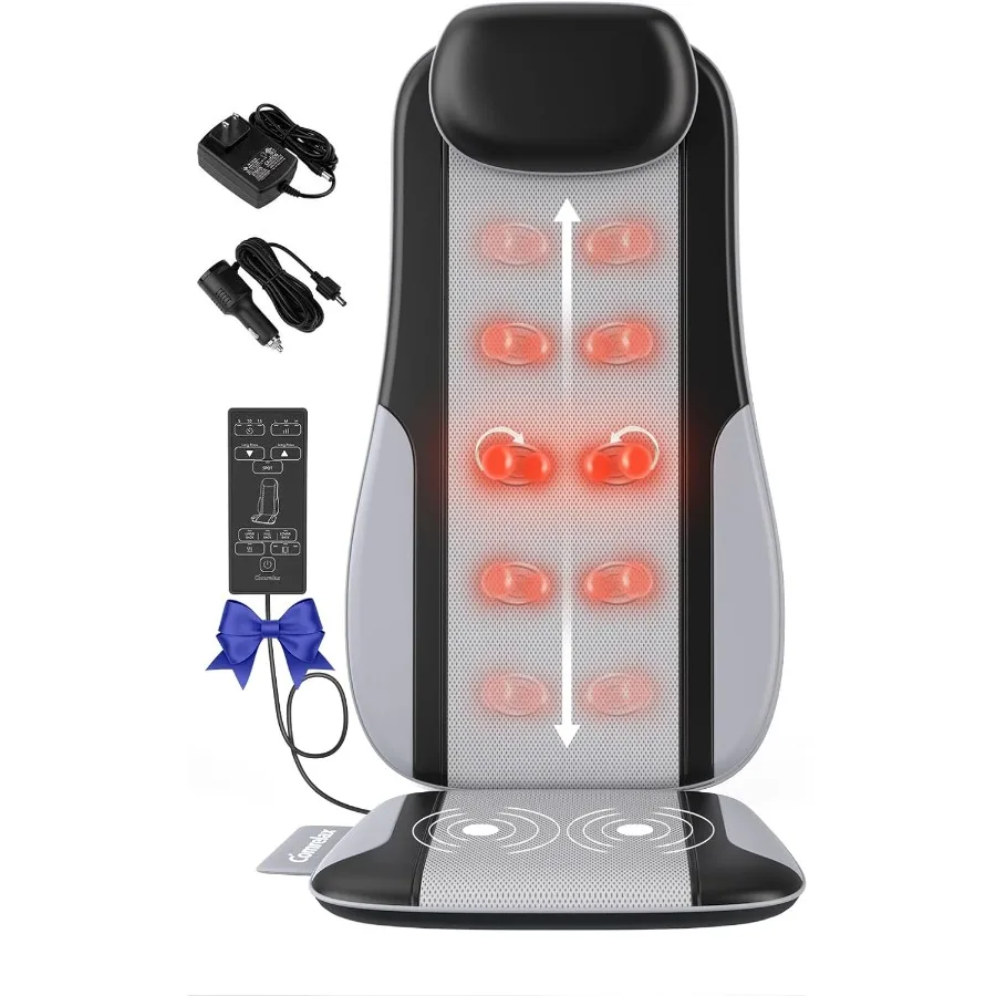 

Shiatsu Back Massager with Heat Massager Chair Pad for Pain Relief Deep Tissue with Smart Timer Kneading Seat Cushion Vibration