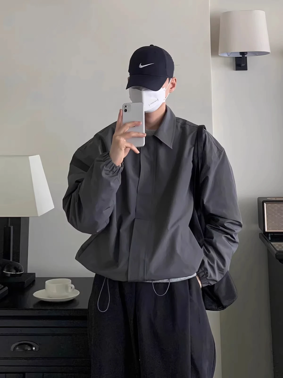 

Loose Fit Korean Sle Pure Color Lapel Jaet plus Size 300 Pou Men's Spring Autumn New Faion Casual Haome Coat