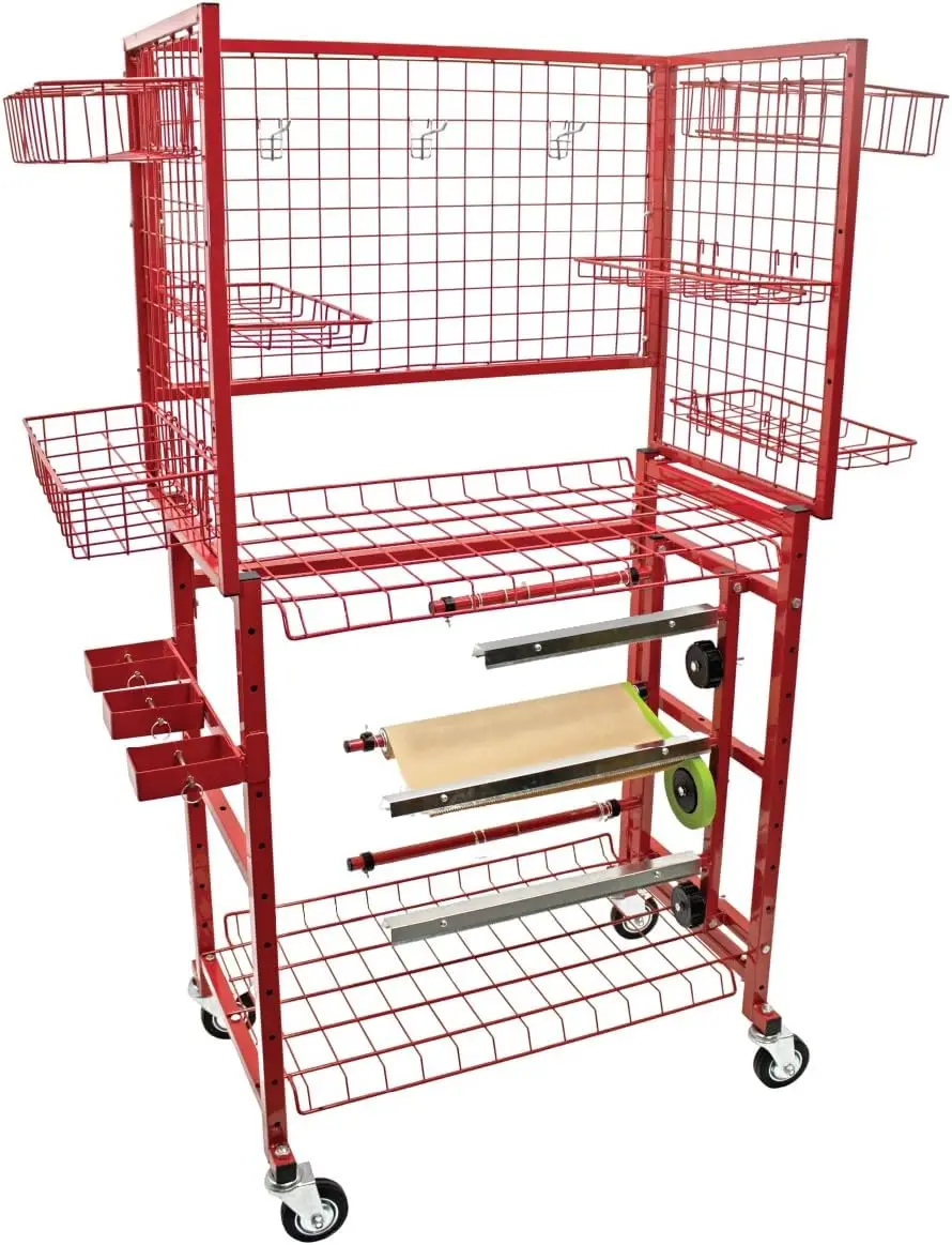 Paint Prep Cart With Masking Paper Dispenser - Holds 12