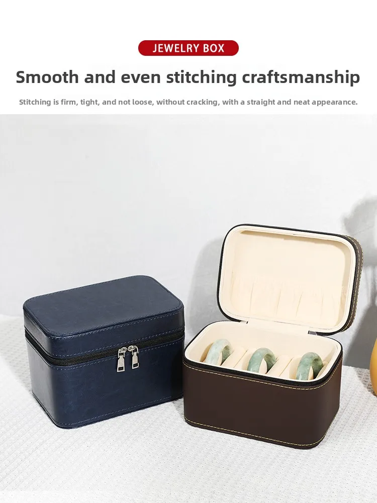

High-End Leather Bracelet Box Large Capaci Jewelry Storage Case for Emeralds Multifunctional Portable Faion Accories