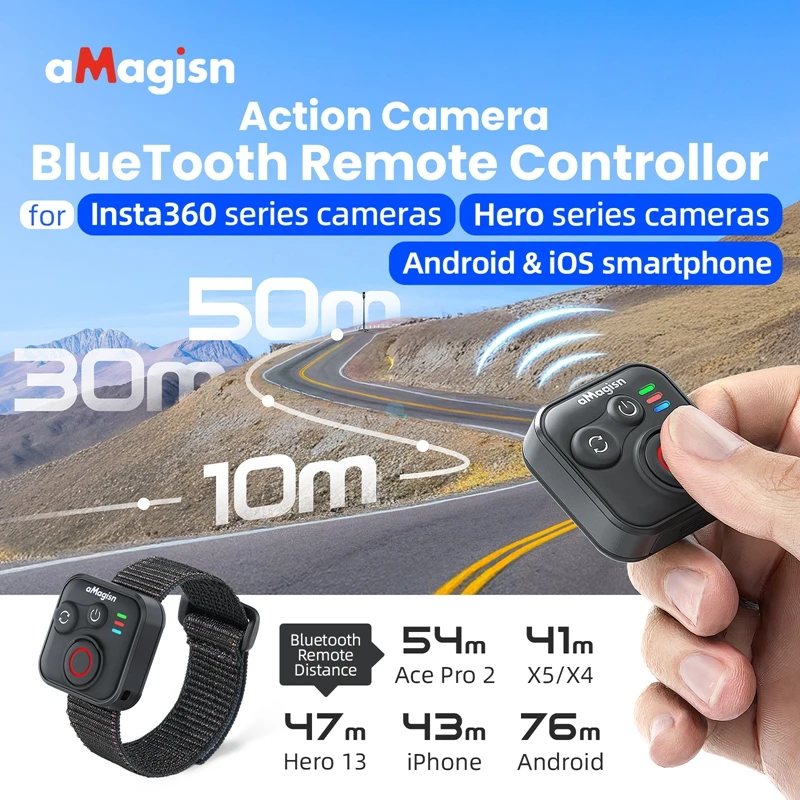 Bluetooth Remote Controller For Insta360 X5/4/3/ONE RS/Ace Pro 2/Go3S GoPro 13 12 Camera Phone Wrist Watch Waterproof Accessory