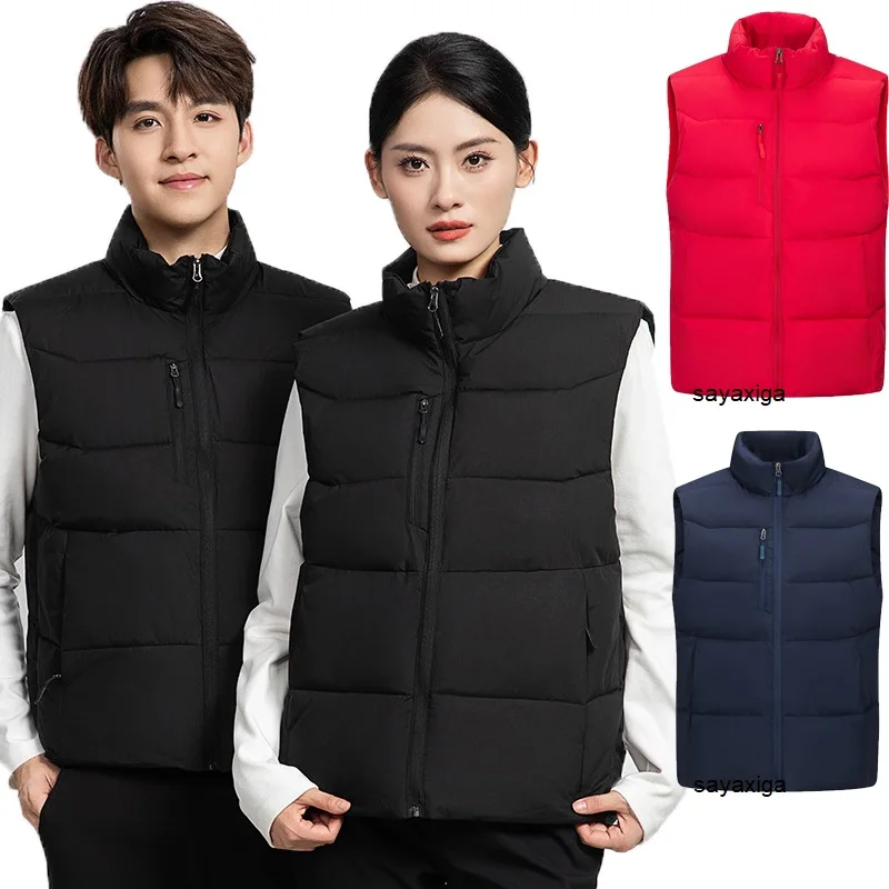 

Мужской жилет, теплые куртки без рукавов, зимнее водонепроницаемое пальто на молнии, зимний повседневный жилет с воротником-стойкой, брендовая одежда
