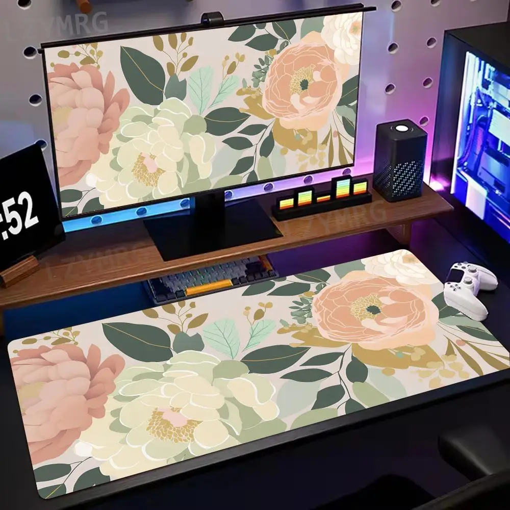 

Elegant Flower Pattern Mouse Pad Large Rubber Non-slip PC Desk Accessories Mousepad for Office and Gamer Keyboard Mats Decor Mat