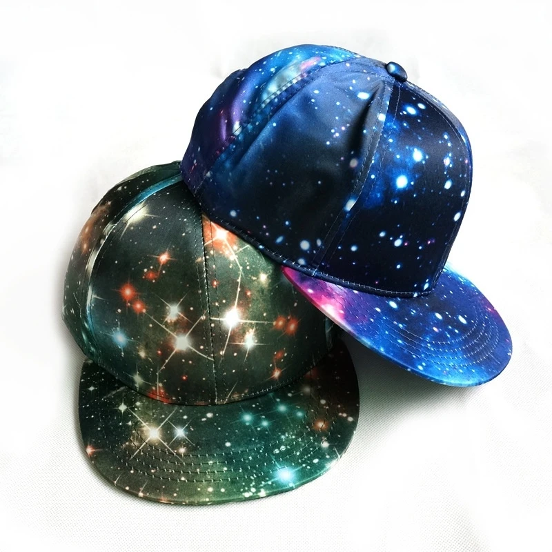 Women Men Galaxy Print Star Hip Hop Cap Snapback Baseball Flat Adjustable Hat 2