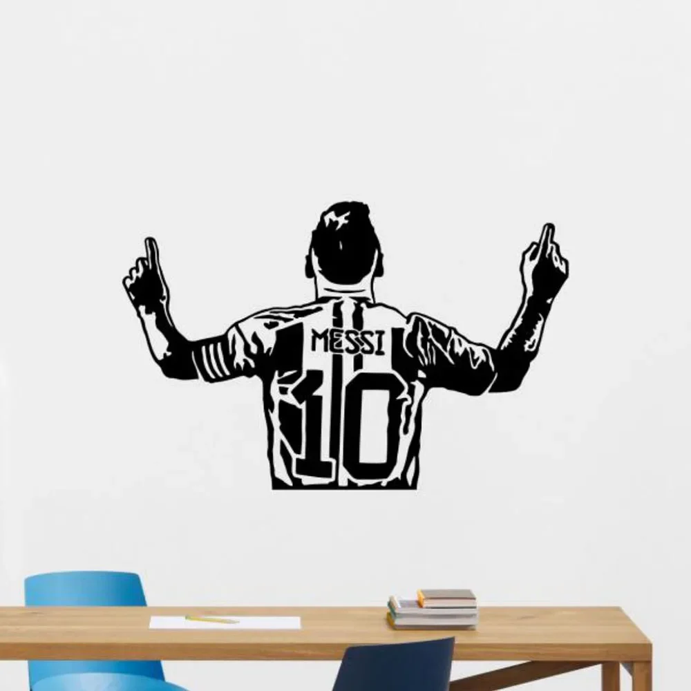 Messi Wall Sticker Vinyl Decal Football Jersey Soccer Wall Decal Living Room Bedroom Gym Decor Kids Poster Player Gift S003