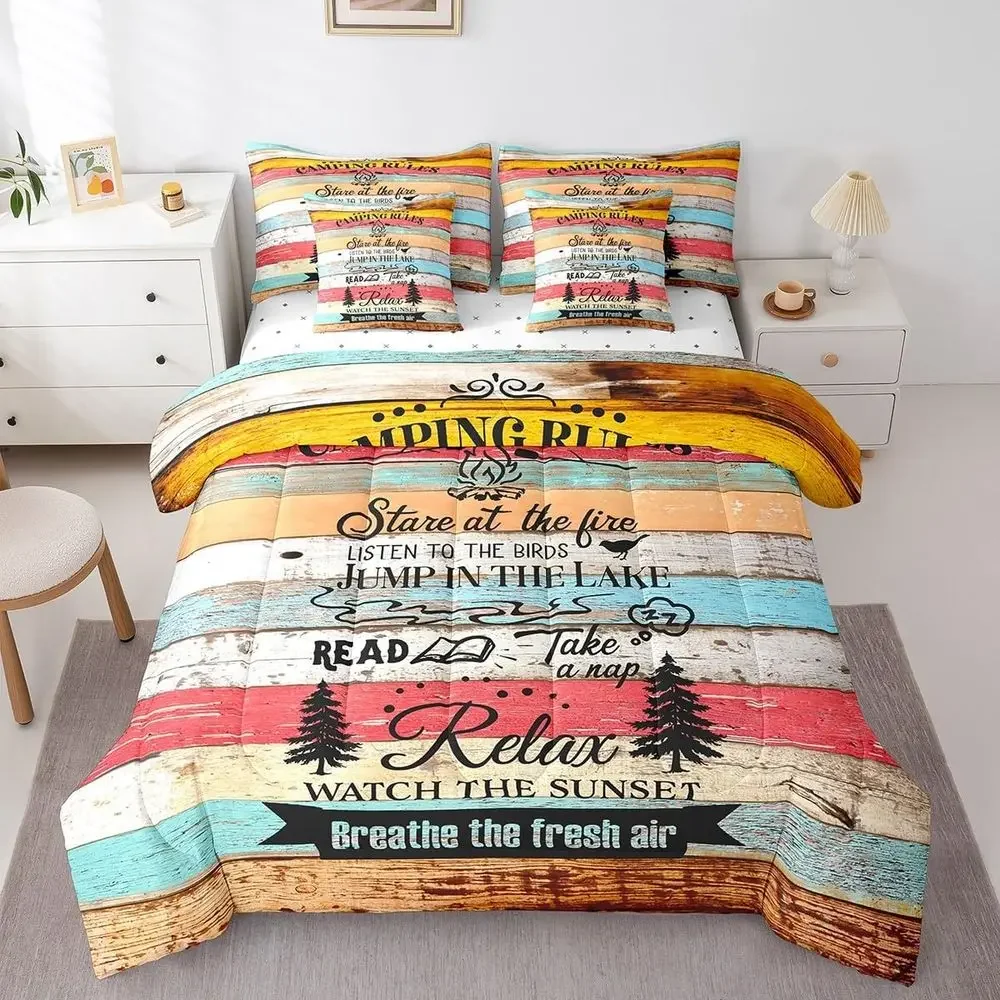 

Camping Bedding Queen Size Set for RV and Campers, Bed in a Bag with Fitted and Flat Sheets, Ideal for Kids & Adults, Complete w