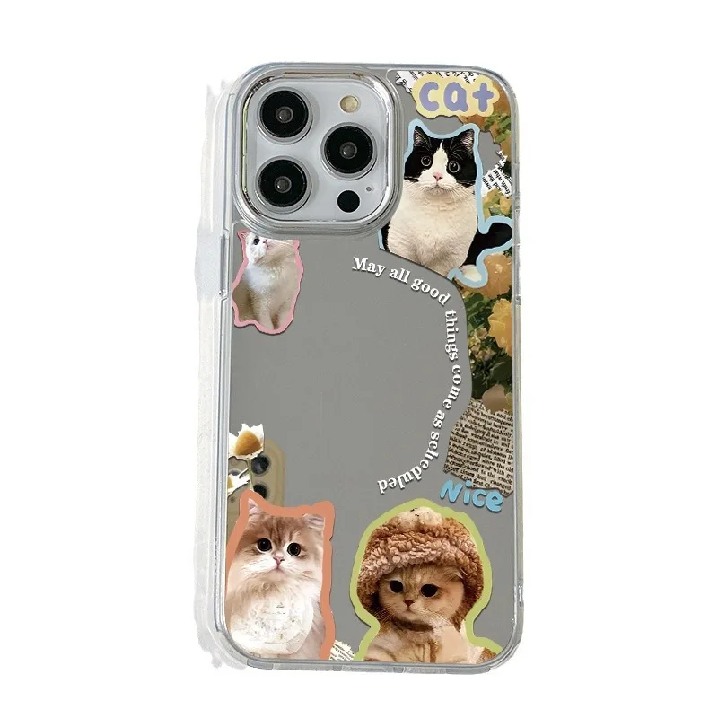 حافظة هاتف محمول على شكل قطة شهيرة مناسبة لهاتف آيفون 15 برو مناسبة لحافظة الهاتف المحمول للفتيات iPhone17 مع مرآة 16P #5