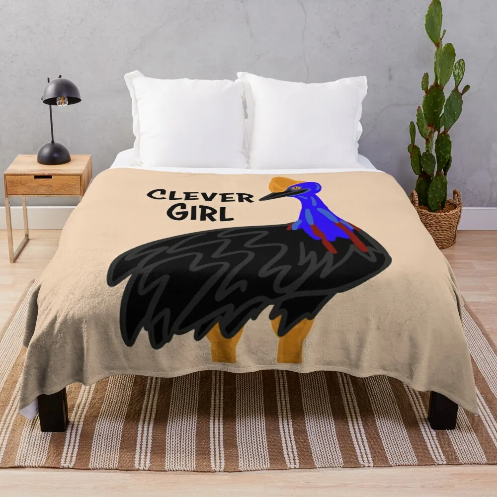 

Clever Girl. Cassowary - Cartoon Throw Blanket Luxury St Sofa Quilt Furry Blankets