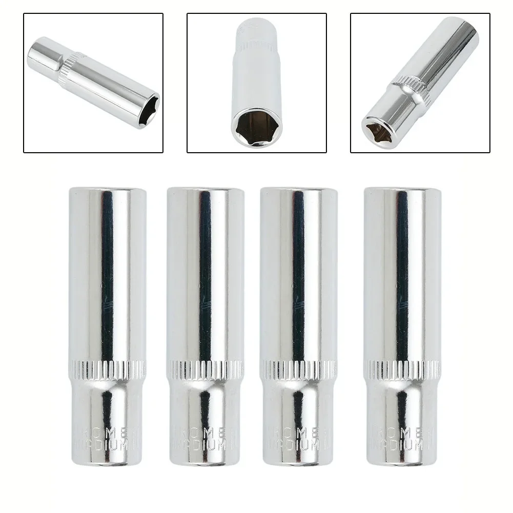 4Pcs 소켓 렌치 1 4 드라이브 10mm 육각형 소켓 렌치 전기 드라이버 용 깊은 소켓 전동 공구 액세서리