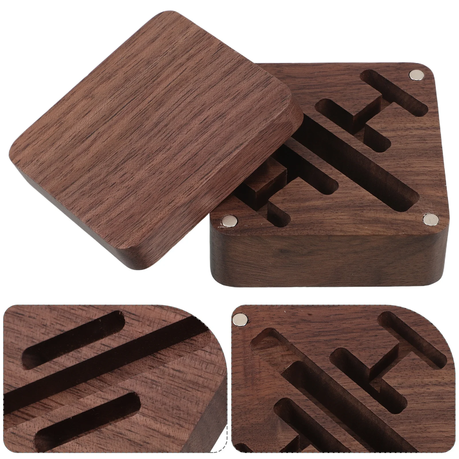 

Cufflinks Box Tie Clip Organizer Wood Jewelry Storage Men Travel Accessory Small Elegant Gift Black Walnut Craftsmanship