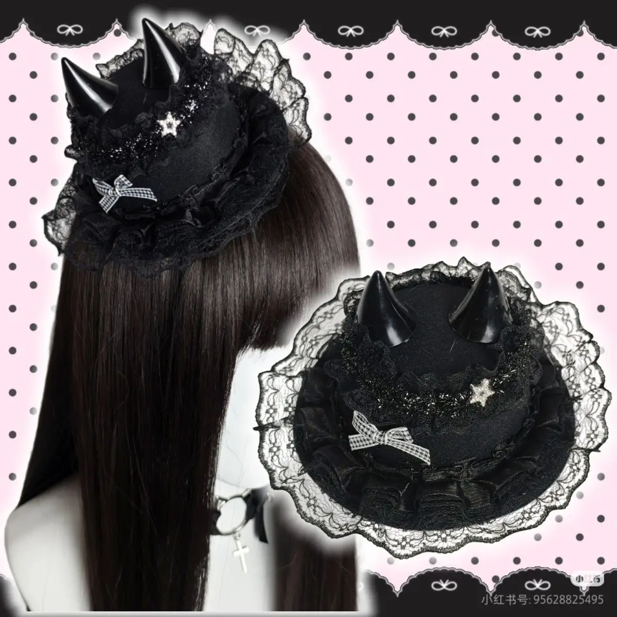 

Original Demon Lolita Beret, Y2K Alt Aesthetic Mini Hat, Niche Harajuku Decorative Hair Accessories, Dark Gothic Street Headwear