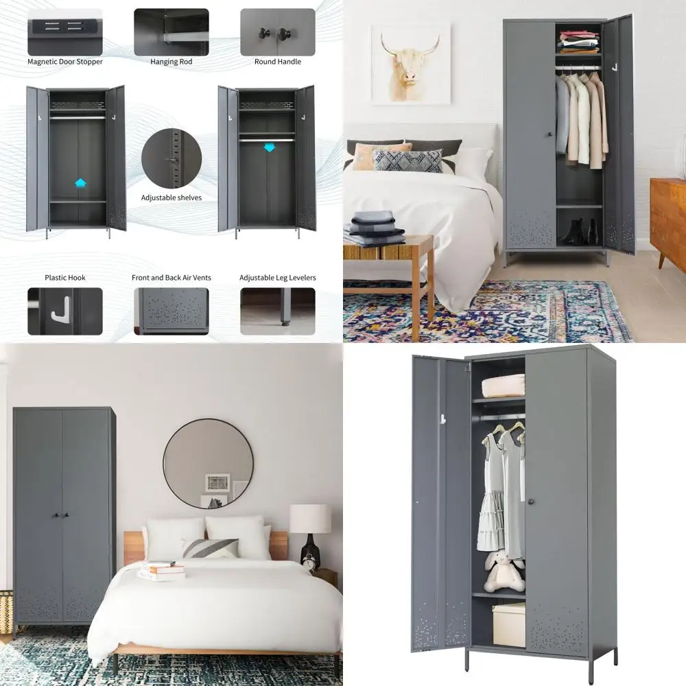 Metal Armoire Wardr…