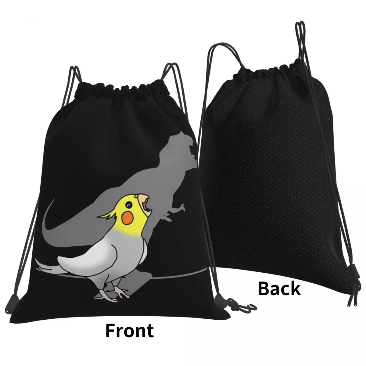 Dinosaur Shadow Cockatoo Cockatiel Backpacks Casual Drawstring Bundle Pocket Sports Bag Book Bags for Man Woman Students