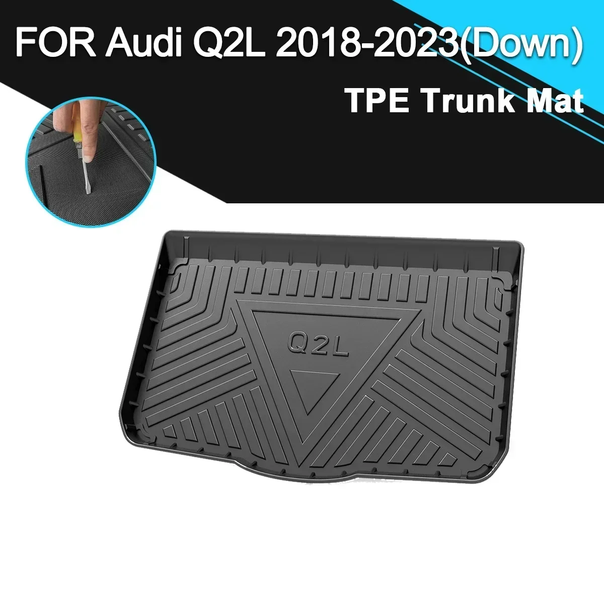 

Car Rear Trunk Cover Mat Waterproof Non-Slip TPE Rubber Cargo Liner Auto Accessories For Audi Q2L 2018-2023 (Down)