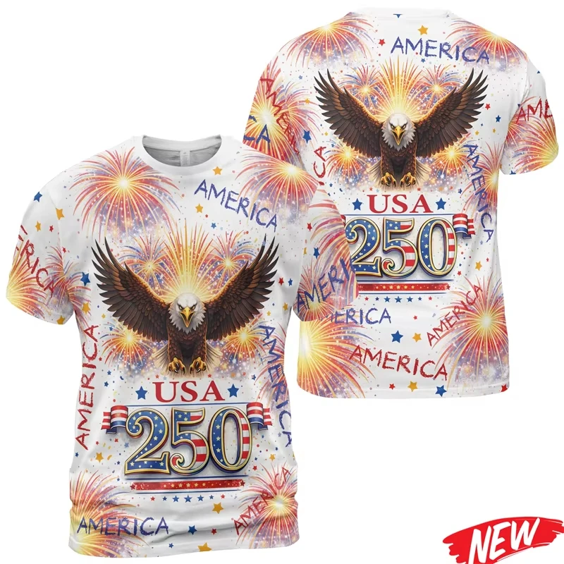 USA 250TH INDEPENDENCE ANNIVERSARY CREWNECK T SHIRT FAMILY STYLE FOR ADULTS KIDS DAILY CASUAL SPORTS FITNESS TRAINING