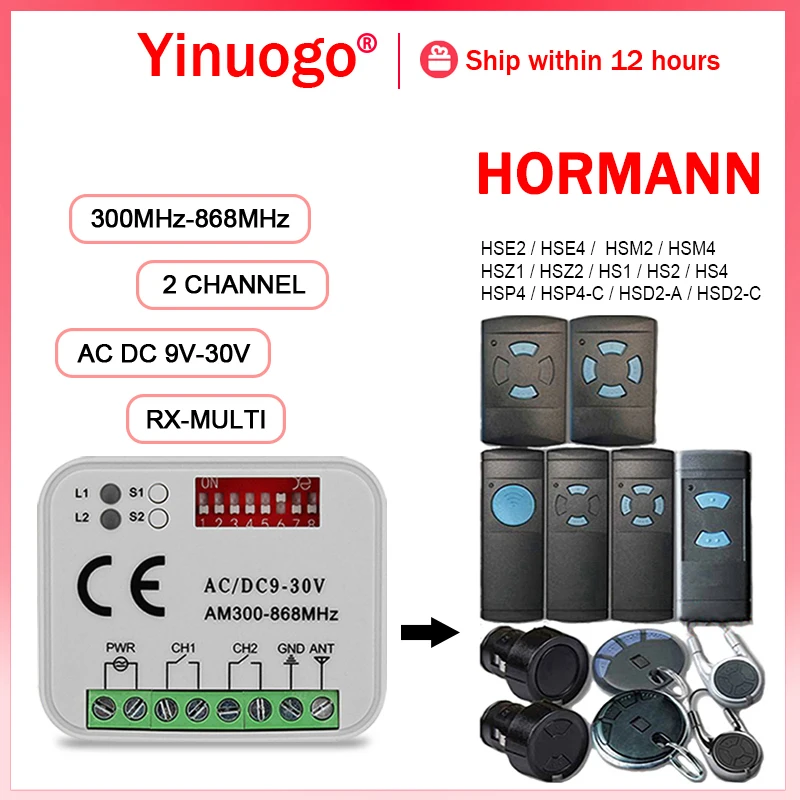 RX-MULTI Garage Receiver Controller For 868MHz HORMANN HSE2 HSE4 HSM2 HSM4 HS1 HS2 HS4 HSZ1 HSZ2 HSP4 Garage Door Remote Control