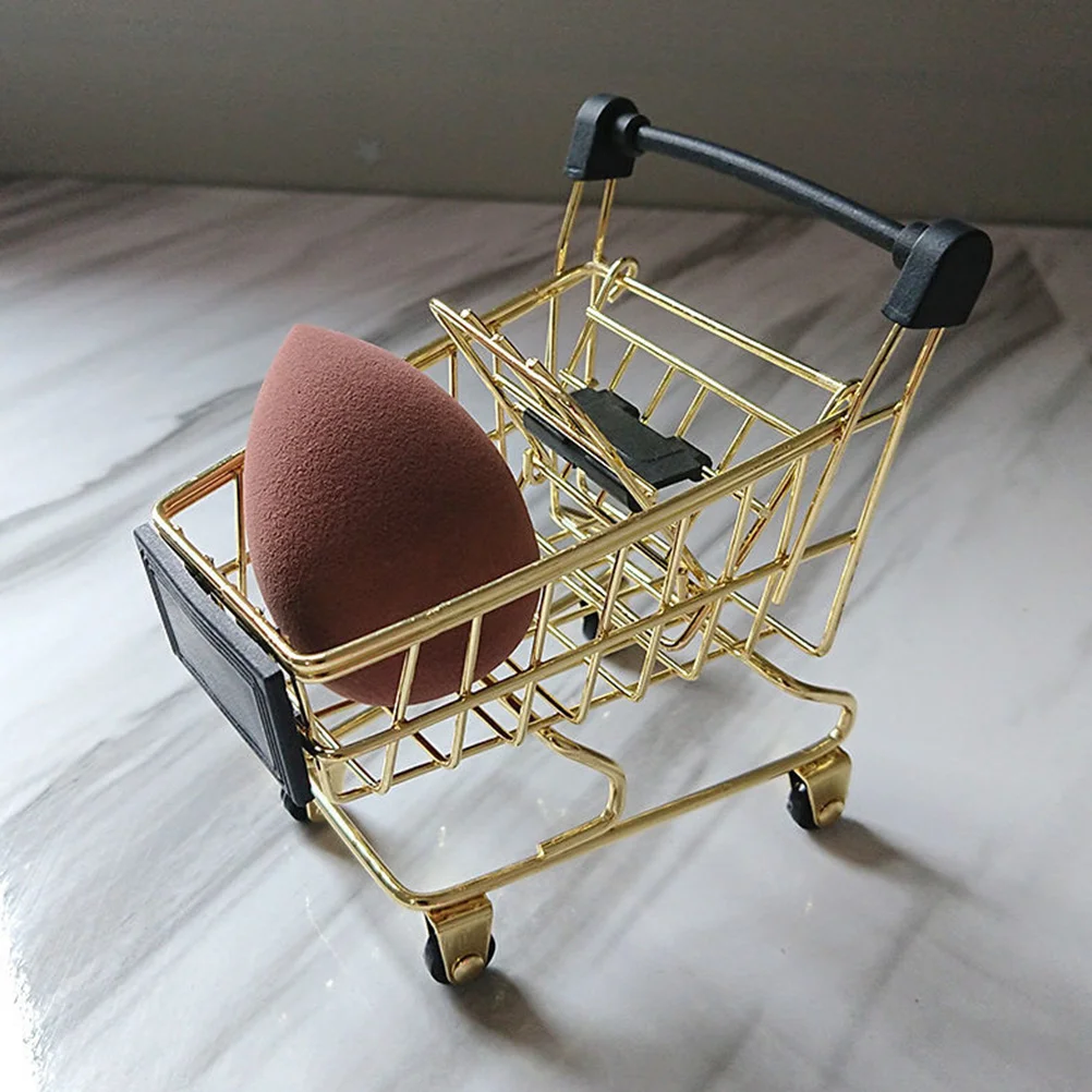 Carts Storage Basket Photo Props Pretend Tabletop Decoration Birthday Gift Golden Mini Basket Shopping Trolley Desktop Toddler