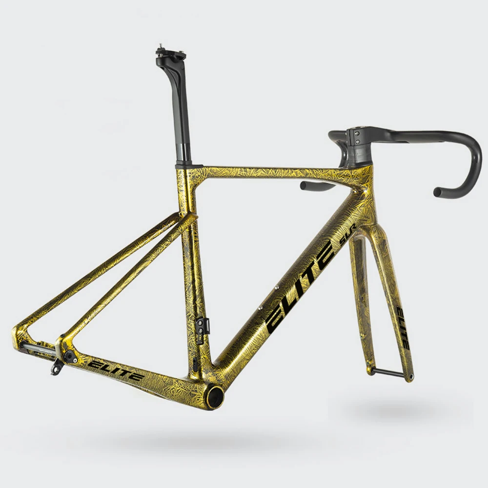 Neu Eingetroffen Ultraleichter 950g T1000 ELITE Carbon-Rennradrahmen Scheibenbremse Fahrradteil 47/49/51/54/56cm BB86 Vollständige HID-Kabelverbindung – Detail 9