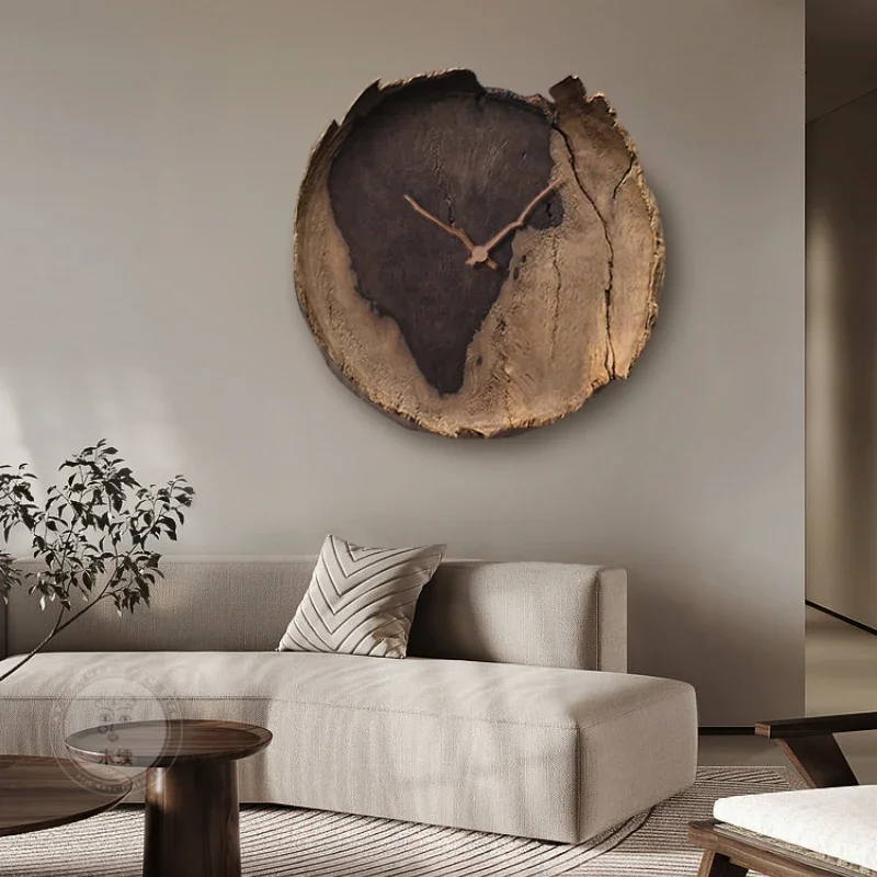 

Home Decor Wooden Wall Clock Living Room Decor Sofa Backdrop Woodgrain Wall Clock