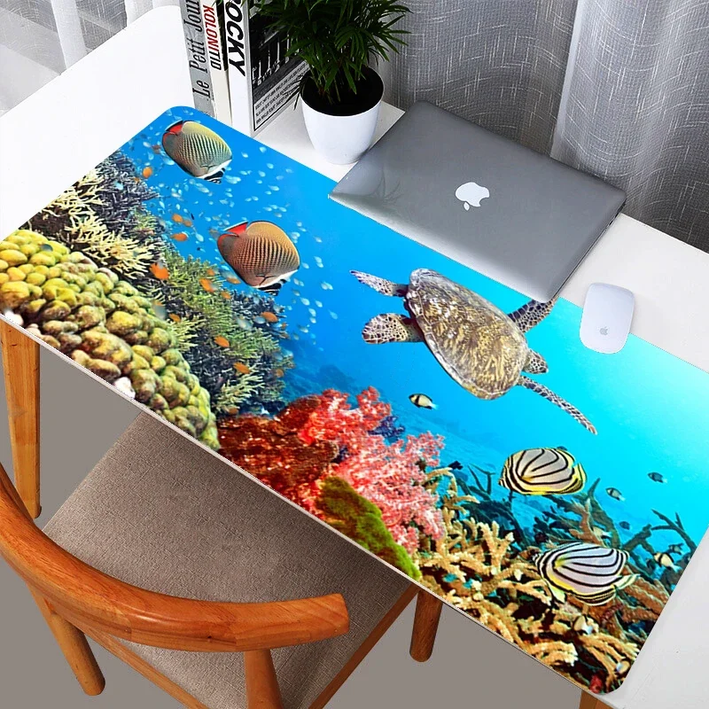 Mouse Pad Tropical Fish Ocean Scenery Gaming Mousepad Extended Mousepad Desk Keyboard Mat Size Carpet Home MousePad