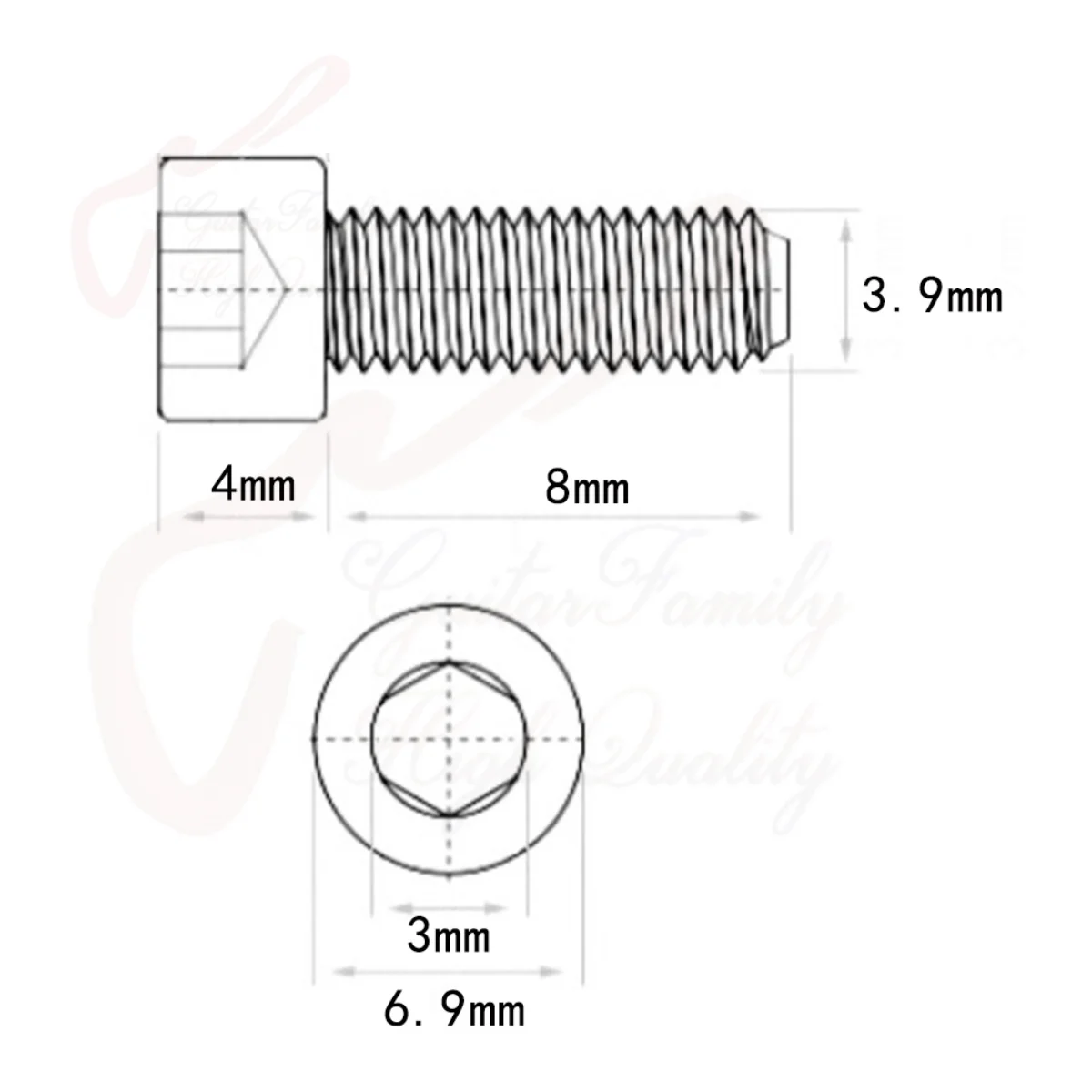 1 Set (3 Pieces) Titanium Alloy Electric Guitar Tremolo System Bridge Locking Nut Screws -  JP(Origin)