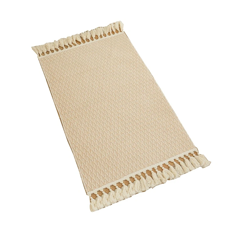 UISN Cotton & Linen Woven Carpet Thin Fabric Can Be Machine Washed. Cotton Bedside Blanket