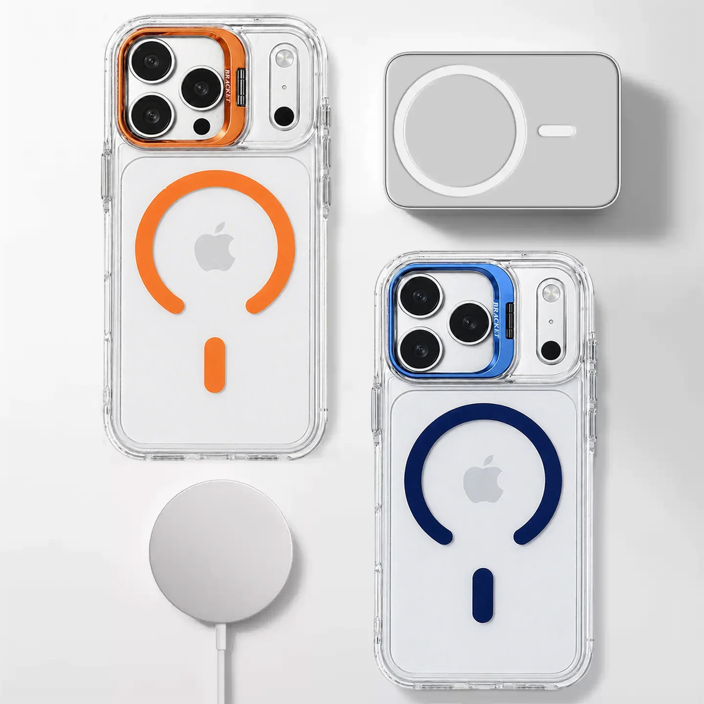 Étui de téléphone avec support d'objectif rabattable compatible avec iPhone 17 16 15 14 Plus 13 12 11 Pro Max Air pour coque de protection magnétique Magsafe