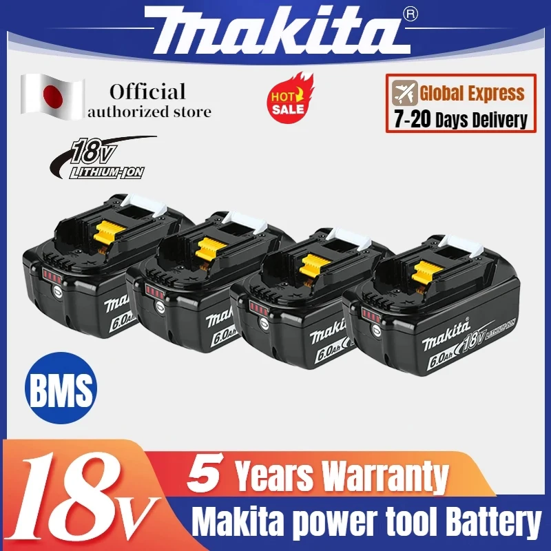 Herramientas Eléctricas de batería Makita, repuesto de iones de litio, BL1860, 6AH, LXT, destornillador con BMS, TPCELL 18 V