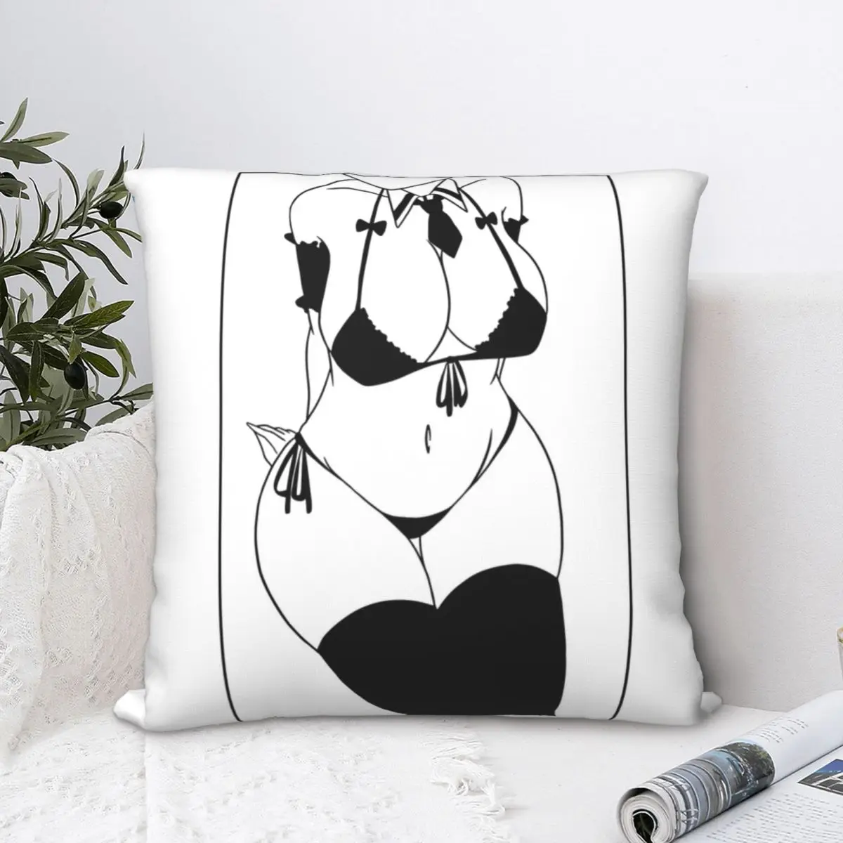 Minimalist Girl In Erotic Outfit Square Pillowcase Polyester Pillow Cover Velvet Cushion Decorative Comfort Throw Pillow Home