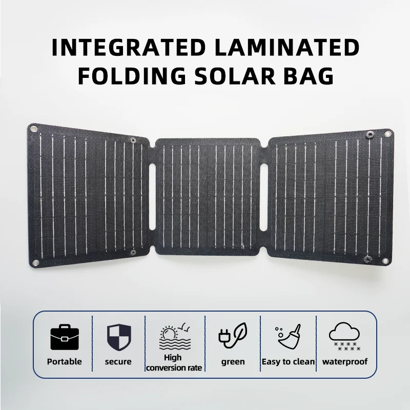 

New 21W Foldable ETFE Lightweight High Efficiency Solar Panel Charger for Outdoor Camping Hiking 182mm Mono Solar Cells Phone