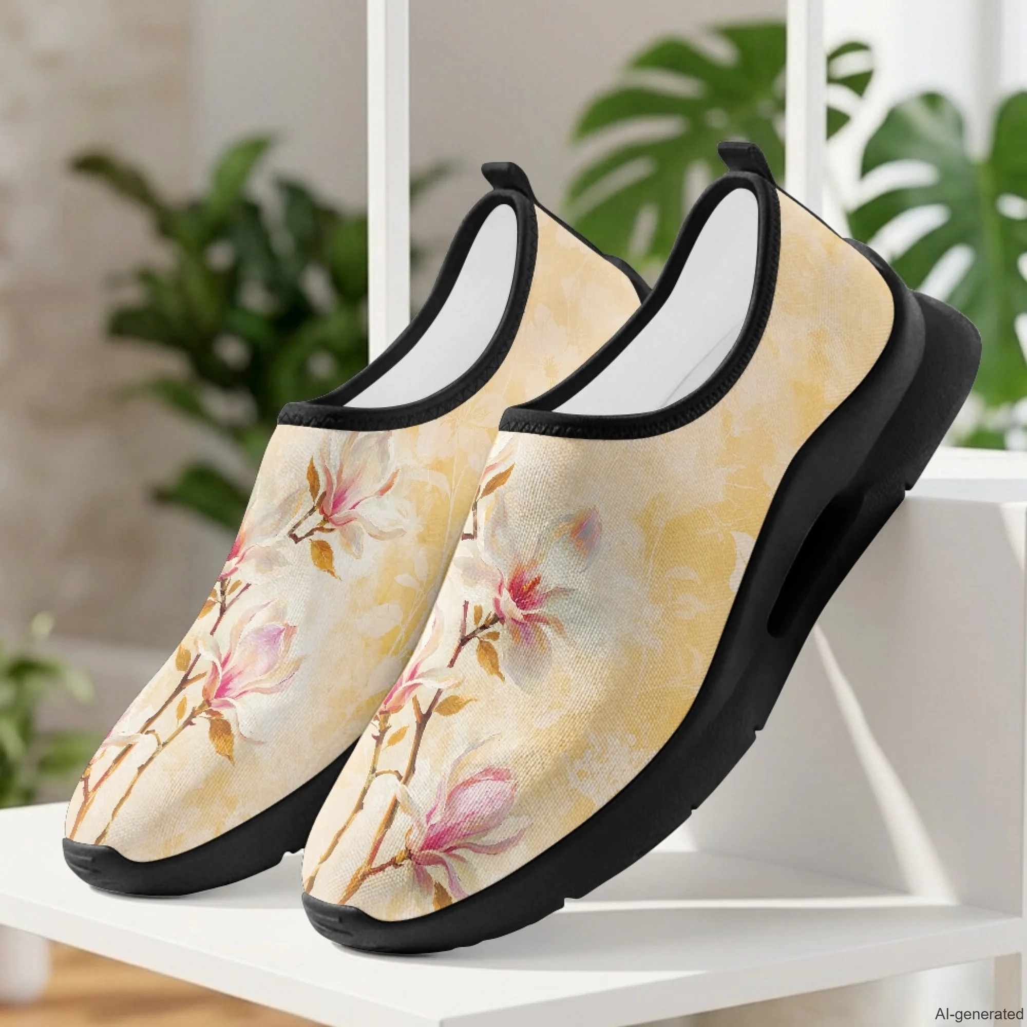 XIXIRIMIDO Lady Working Shoes for Nurses Casual Shoes Slip On Walking Shoes Wide Toe Running Shoes Flower Shoes Woman 35-48