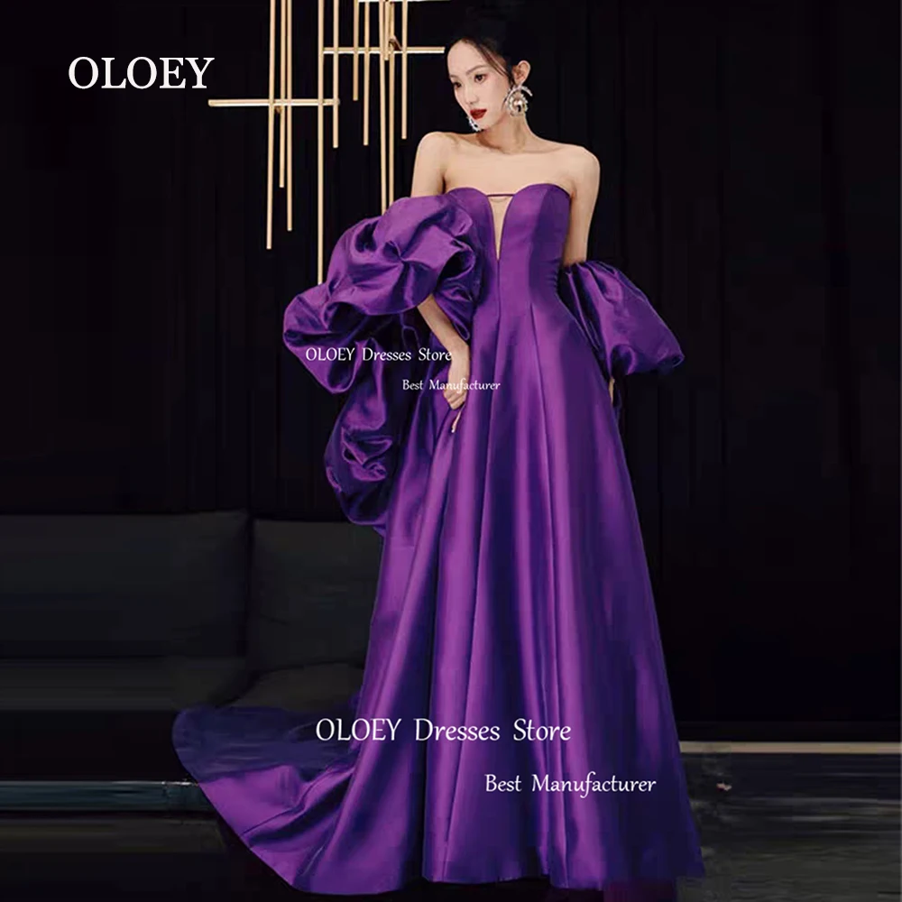 OLOEY-modernos vestidos roxos com mangas Cape, Deep V-Neck, A-Line Wedding Party Dresses, até o chão Prom Vestidos, Teffeta