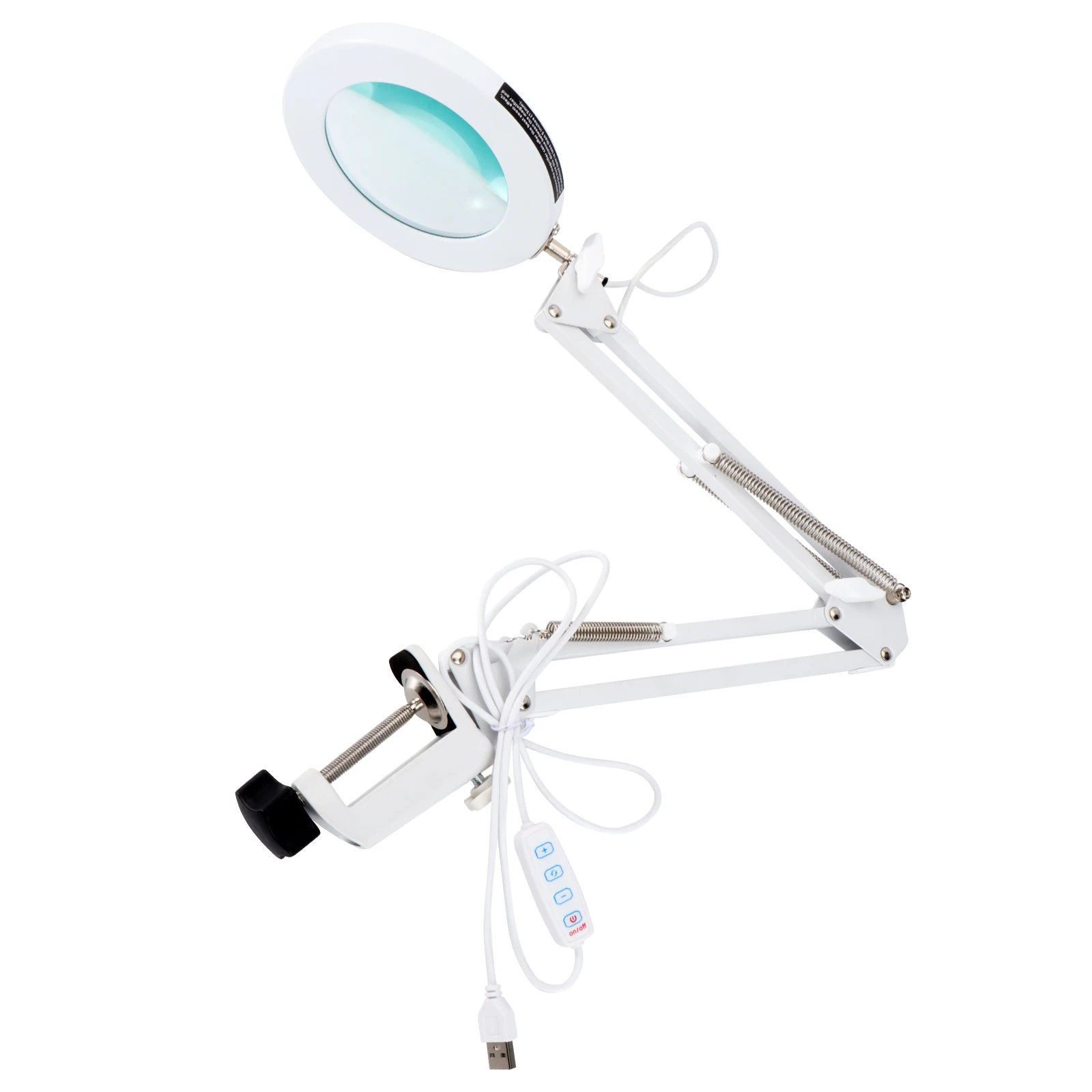 

1pc 5X Desktop Led Magnifier Table Lamp 22Cm Long Arm 3 Color 11 Brightness Levels 220° 360° Adjustable Metal Clip 6.5Cm Thick