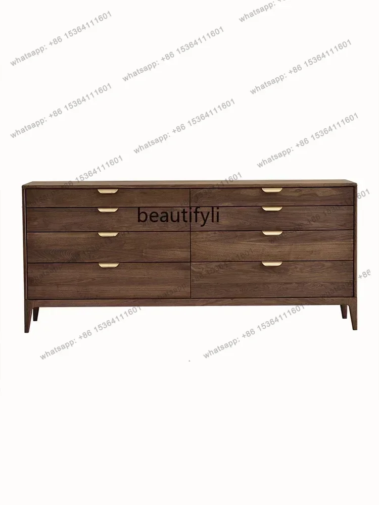 

Black Walnut Eight Spares Cabinet Nordic Log Storage Cabinet Side Cabinet Bedroom Solid Wood Locker