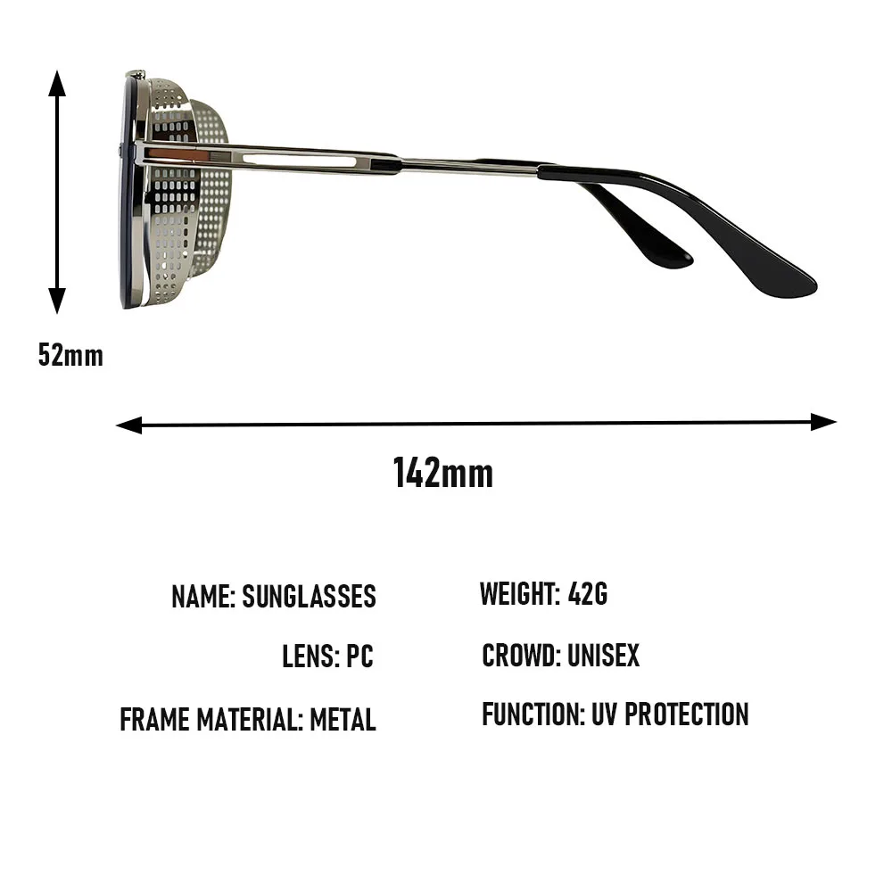 2023 Steampunk Sonnenbrille Für Männer Vintage Punk Sonnenbrille Frauen Trendy Platz Mode Gläser Luxe Gafas De Sol Hombre Zonnebril – Detail 2