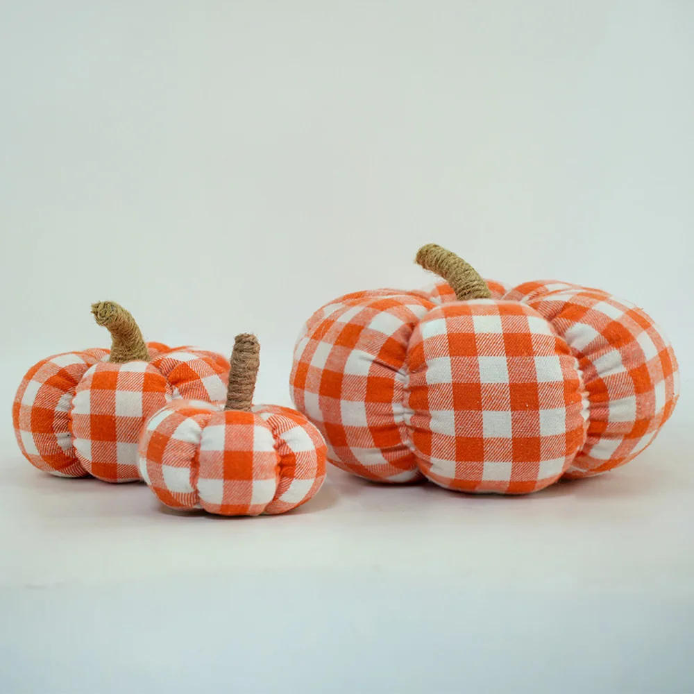 3PCS Artificial Cushion Pumpkin Ornament Halloween Rustic Faux Decoration For Fall Home Farmhouse Harvest Thanksgiving Christmas