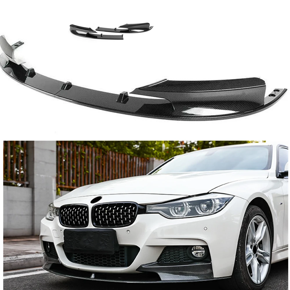 

Front Bumper Spoiler Lip For BMW F30 F31 3 Series 2012-2018 M Sport 328i 330i 335i 320i Carbon Fiber Look Lower Splitter Blade