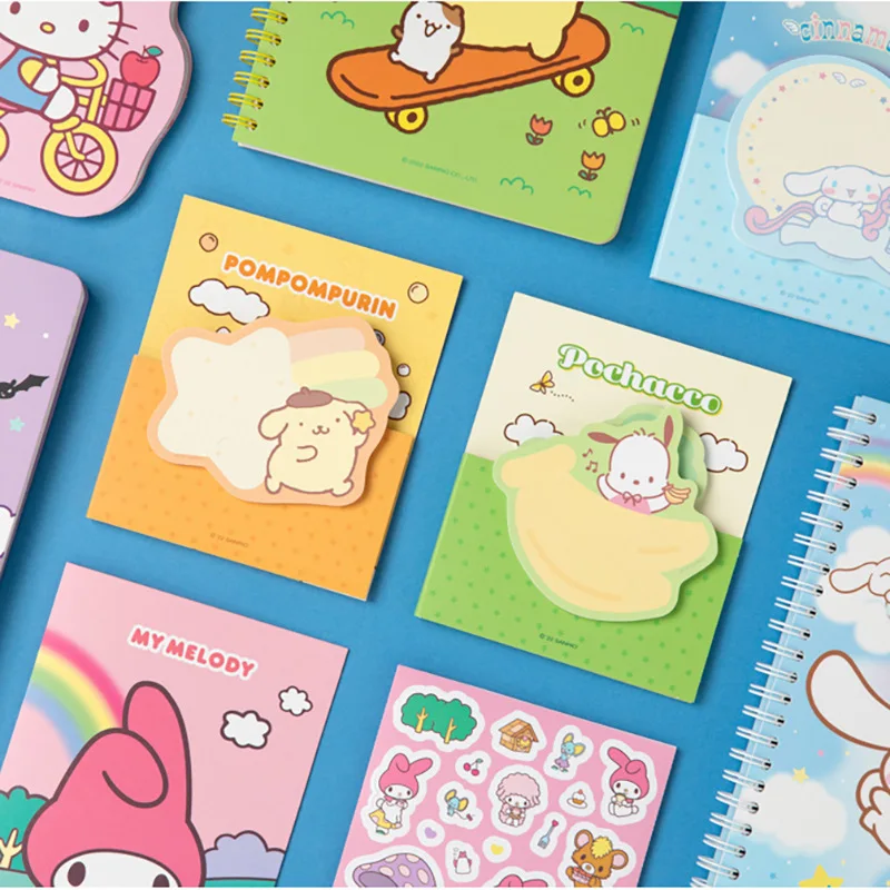 6pcs/lot Sanrio Melody Kuromi Memo Pad Cute Kitty Sticky Notes Stationery Label Notepad Planner Sticker Post School Supplies