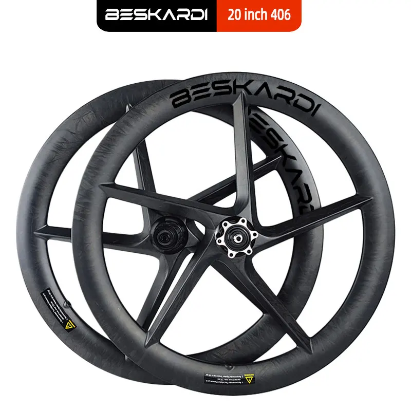 20-calowe 406 Carbon Wheel Składany rower 5 szprych 11 prędkości Hamulec tarczowy Beskardi dla Birdy Bike Friday Birdy Java Sava Dnhon