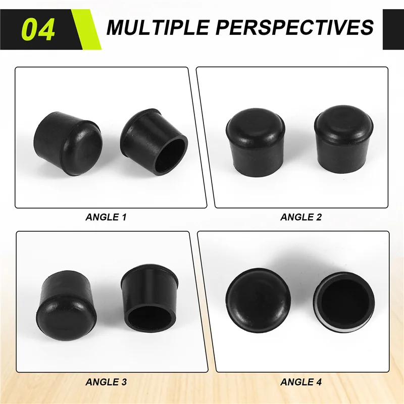 ABBY-ยางเฟอร์นิเจอร์ Crutch ฟุตสตูลเก้าอี้ขาเคล็ดลับ Pad 12 ชิ้นสีดํา