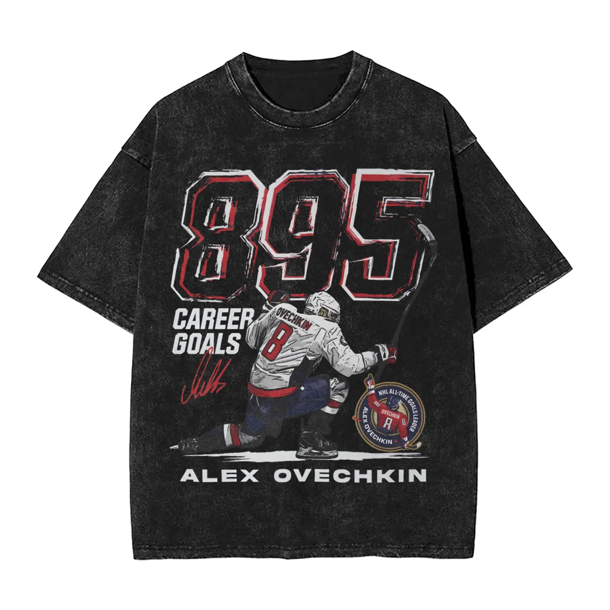 تي شيرت هاراجوكو مغسول للرجال والنساء تي شيرت Alex Washington Capitals 895 Ovechkin مطبوع تي شيرت ملابس كبيرة الحجم تي شيرت علوي